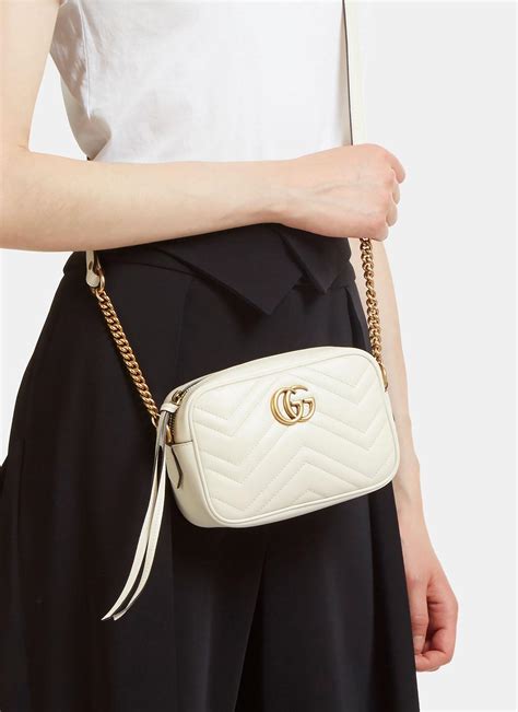 gucci white gg marmont matelassé mini bag|gucci marmont small price.